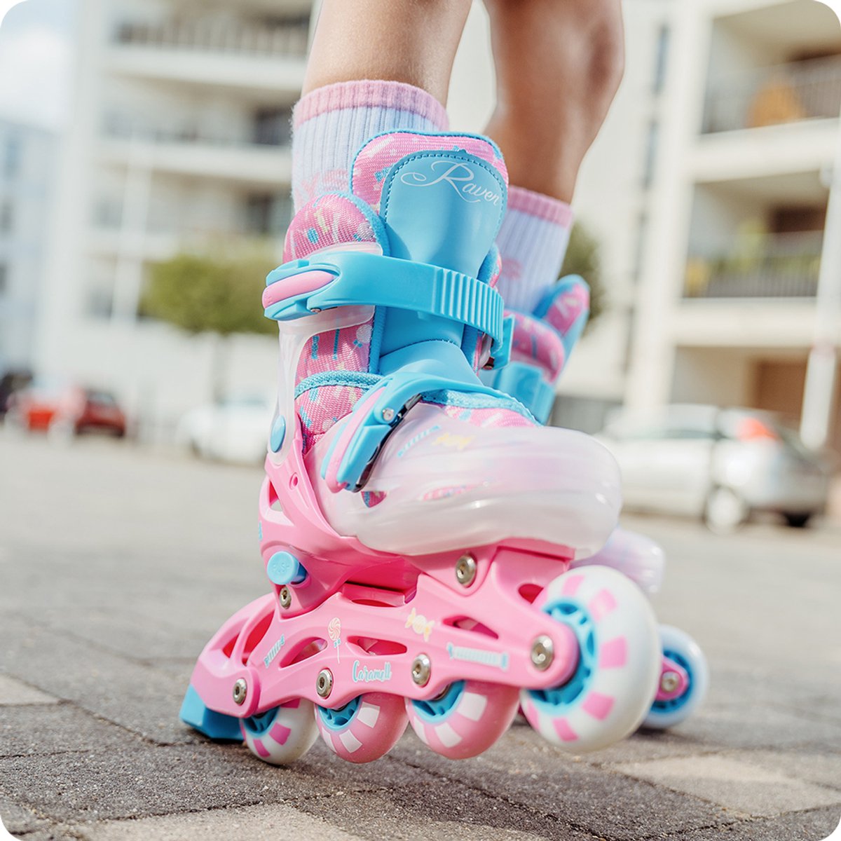raven caramell 3 in 1 skates rolschaatsen maat 34 37 led wiel