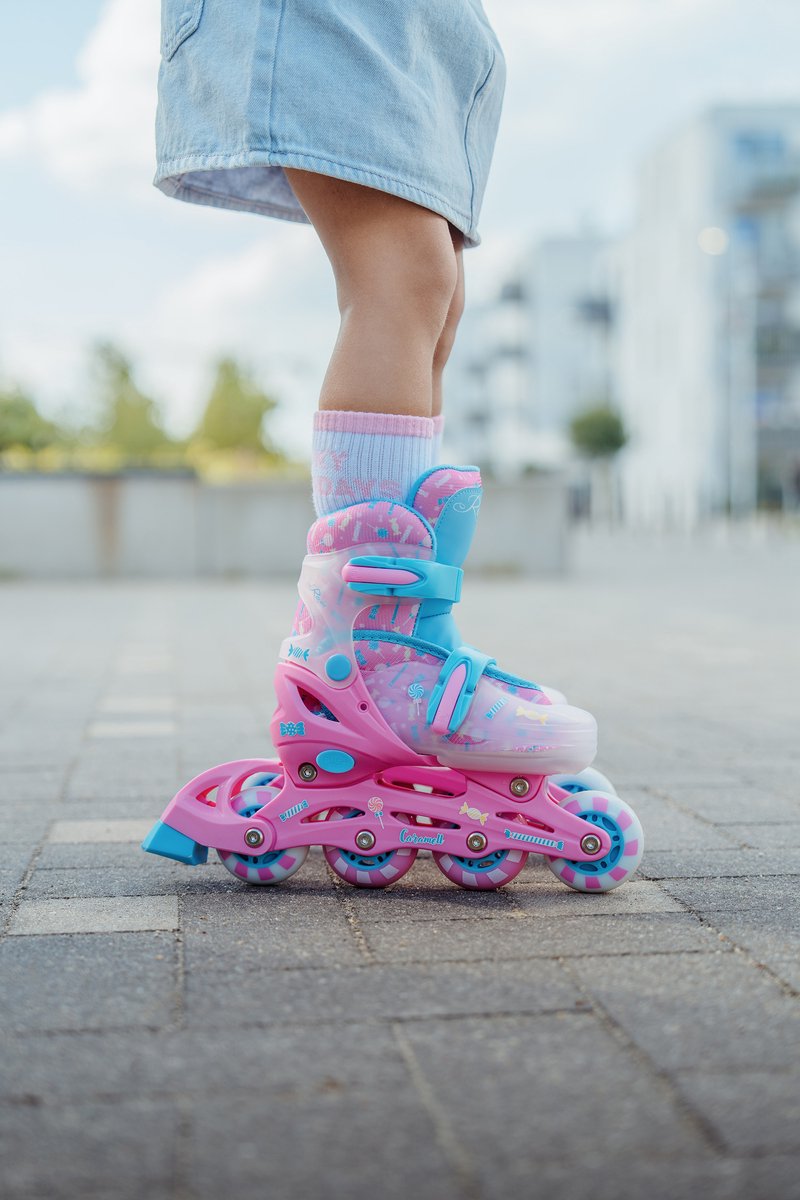RAVEN Caramell Verstelbare Skeelers Lichtgevende LED-wielen voor en achter 34-37 Inlineskates kopen online