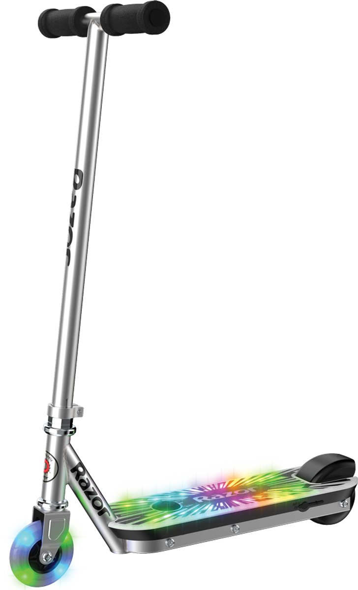 razor color rave blast elektrische step grijs lithium accu led verlichting opvouwbaar tot 100 kg vanaf 8 jaar