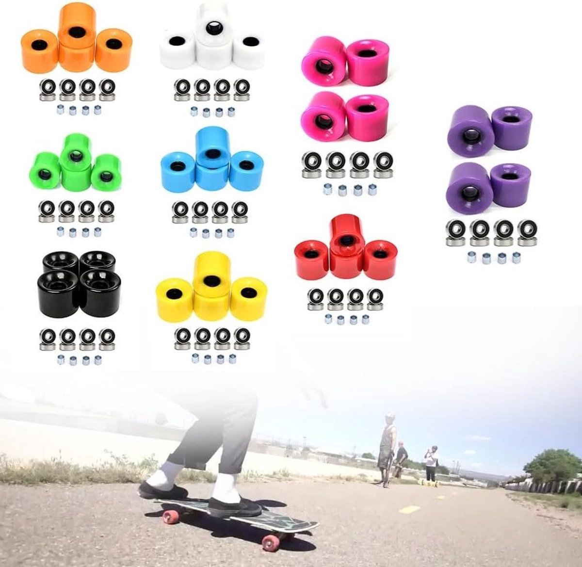ReachMall 4 Stks 60x45mm 78A Skateboard Wielen Set Met ABEC-9 Lagers Voor Longboard Street voor cruiser En Koffer Handkar Gebruik Skateonderdeel kopen online
