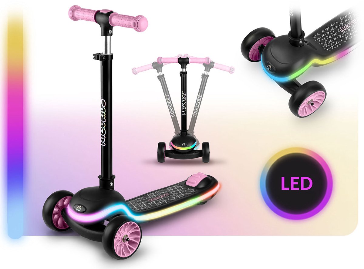 RicoKids Leddi Serie - LED-balans Step - Zwart-Roze - 20 LED-modus - Ergonomisch Ontwerp Step kopen online