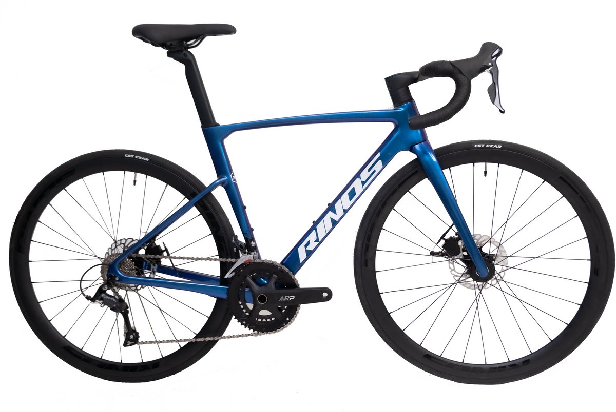 Rinos Odin 1 Carbon Road - RaceFiets - met UCI Frameset- met Shimano SORA 18 versnellingen en schijfremmen - lichte fiets voor dames en heren - 700 x 40C - Kameleon Blauw Paars XL-58 Fiets kopen online