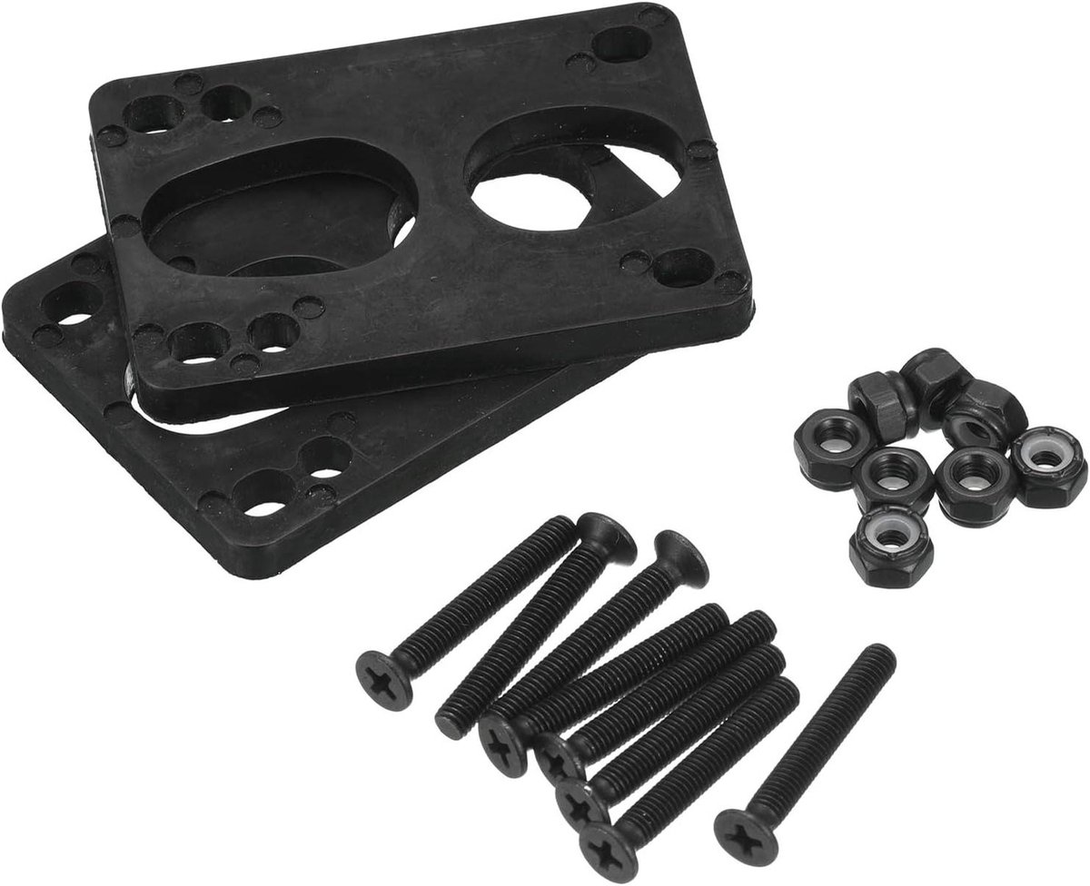 riser pads set verhogingskussens schroeven skateboard onderhoud schokabsorberend pp materiaal 6mm dikte zwart
