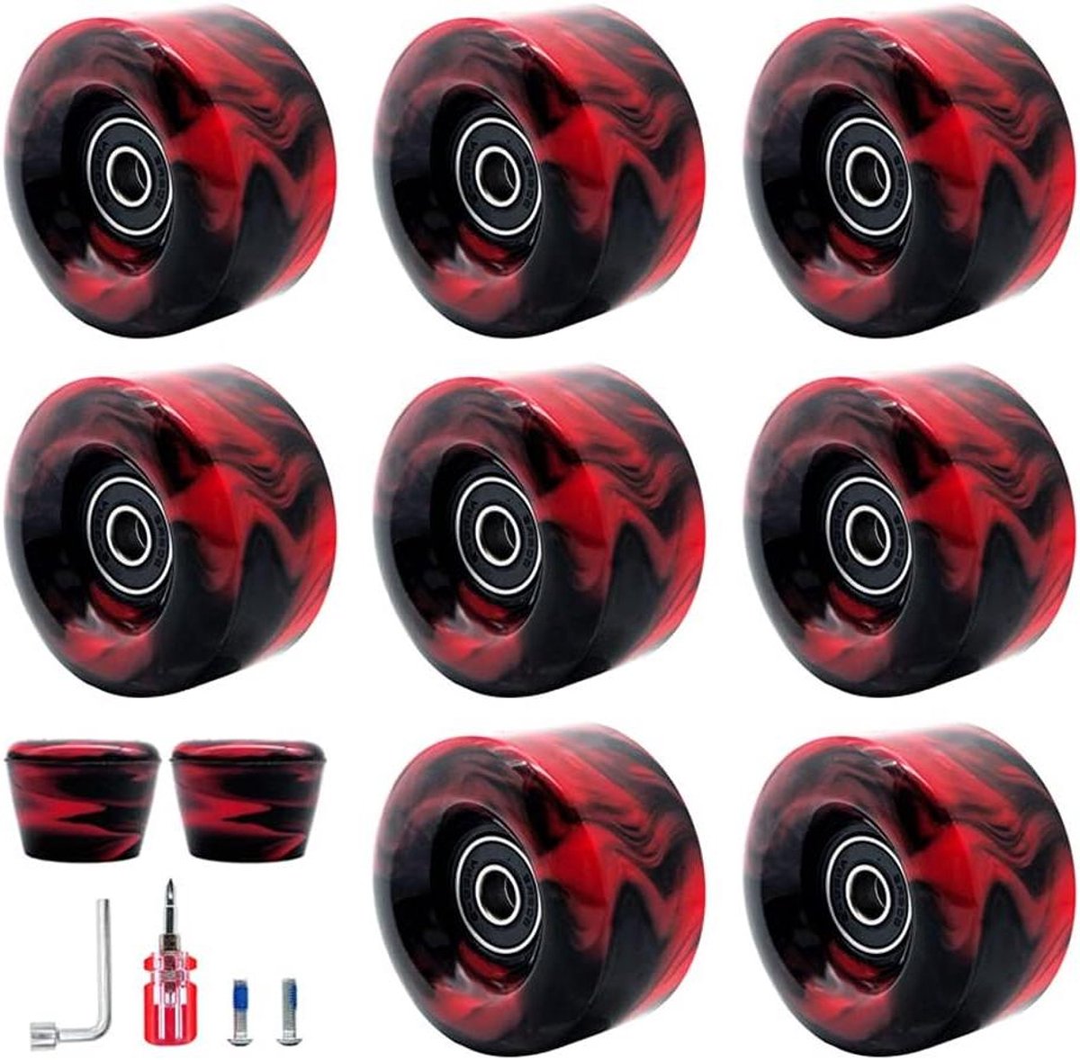 rolschaats wielen set skate wielen snel schaatsen pu schokabsorptie 32mm x 58mm rood