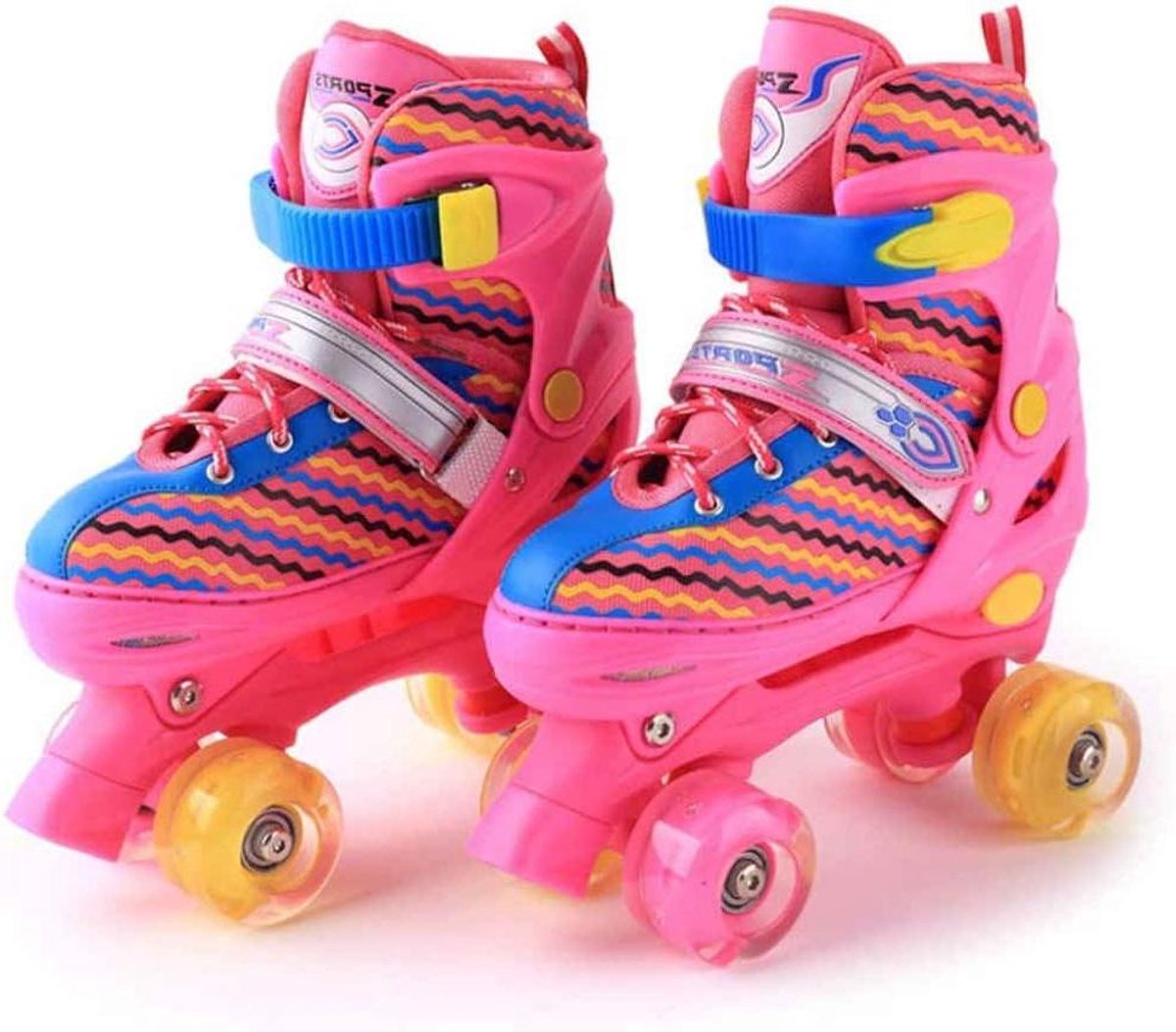 rolschaatsen quad skates buiten spelen 4 maten verstelbaar wielmaat 60mm roze