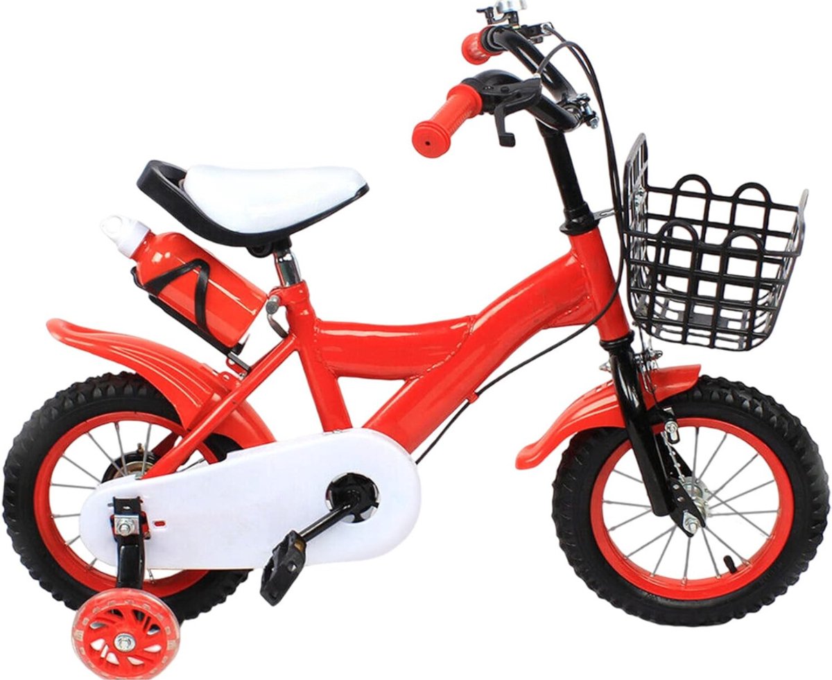 RUX® kinderfiets – Kinderfiets vanaf 3 jaar – Loopfiets – Met Wieltjes – 12 Inch – Sportief – In Hoogte Verstelbaar – Voor Jongens en Meisjes – Met Slijtvaste Banden - Rood - 90cm × 45cm × 60cm Kinderfiets kopen online