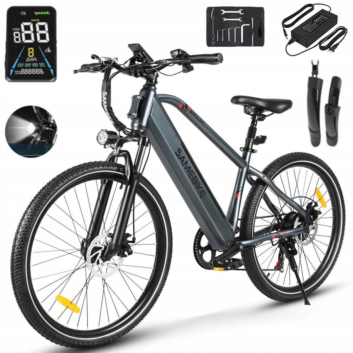 SAMEBIKE RS-A01 MEN1.0 Elektrische Fiets – 250W Motor, 36V 15Ah Accu, 90km Bereik, 27.5" Banden, 7-Speed Shimano – Zwart Fiets (elektrisch) kopen online