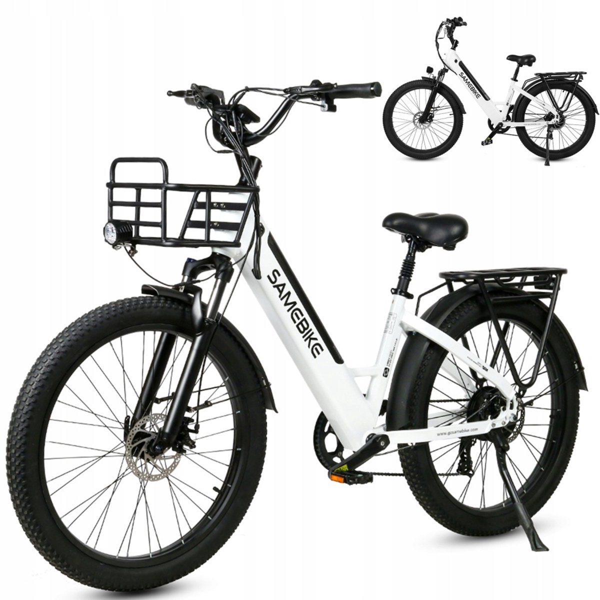 Samebike RSA01 Plus Elektrische Fiets – 250W Motor, 48V 14Ah Accu, 100km Bereik, 26"x3.0" Vetbanden, 7-Speed Shimano – Wit Fiets (elektrisch) kopen online