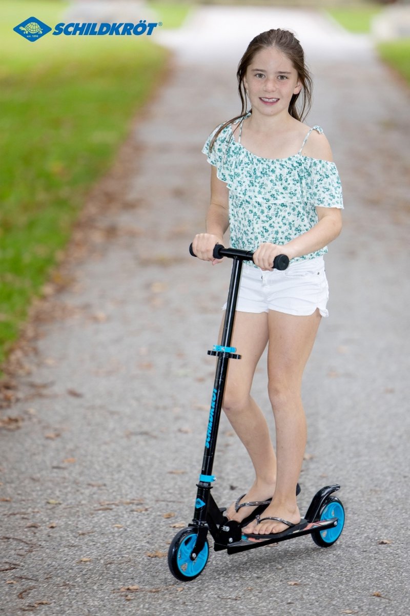 schildkr t step city scooter junior blauw 145mm aluminium
