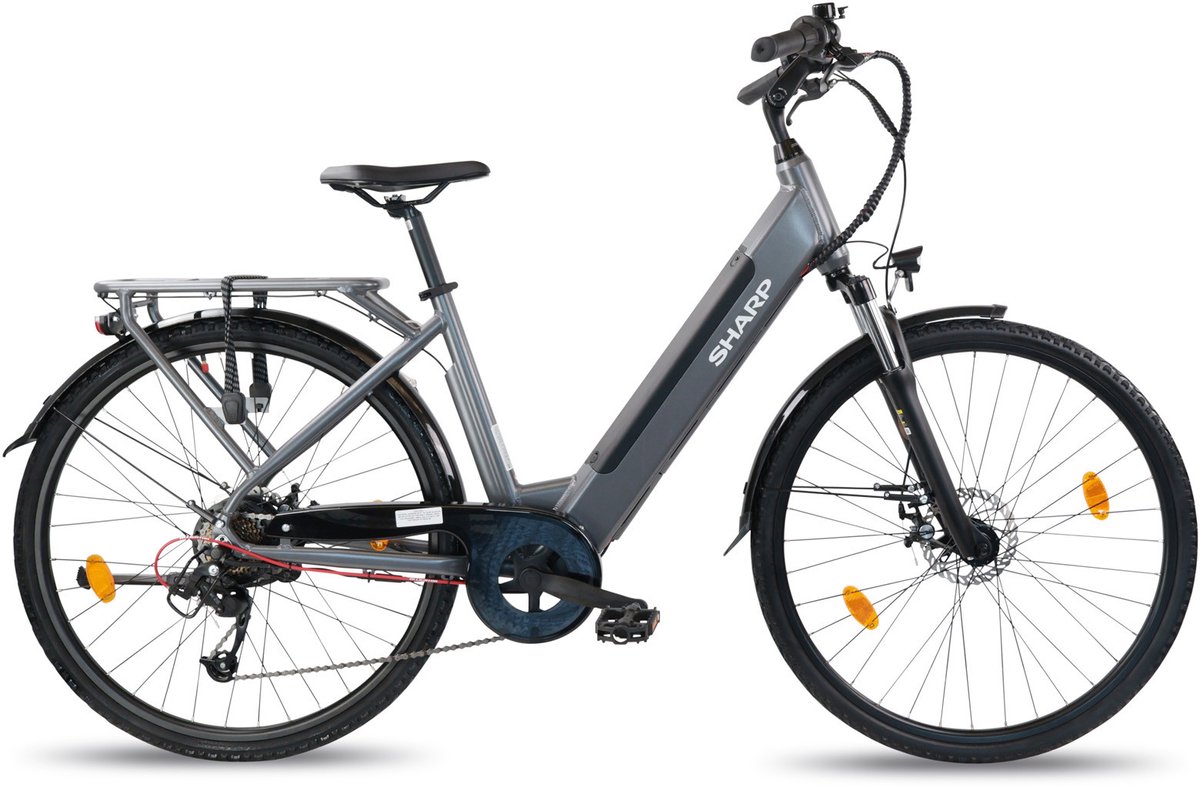 Sharp Urban elektrische stadsfiets 12.8Ah 28 inch grijs Fiets (elektrisch) kopen online
