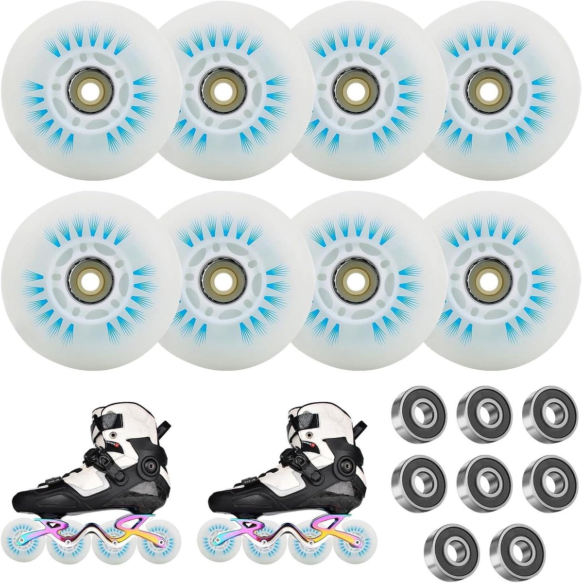 skate wielen inline onderdelen veilig skaten zonder batterijen 72mm 8 stuks transparant