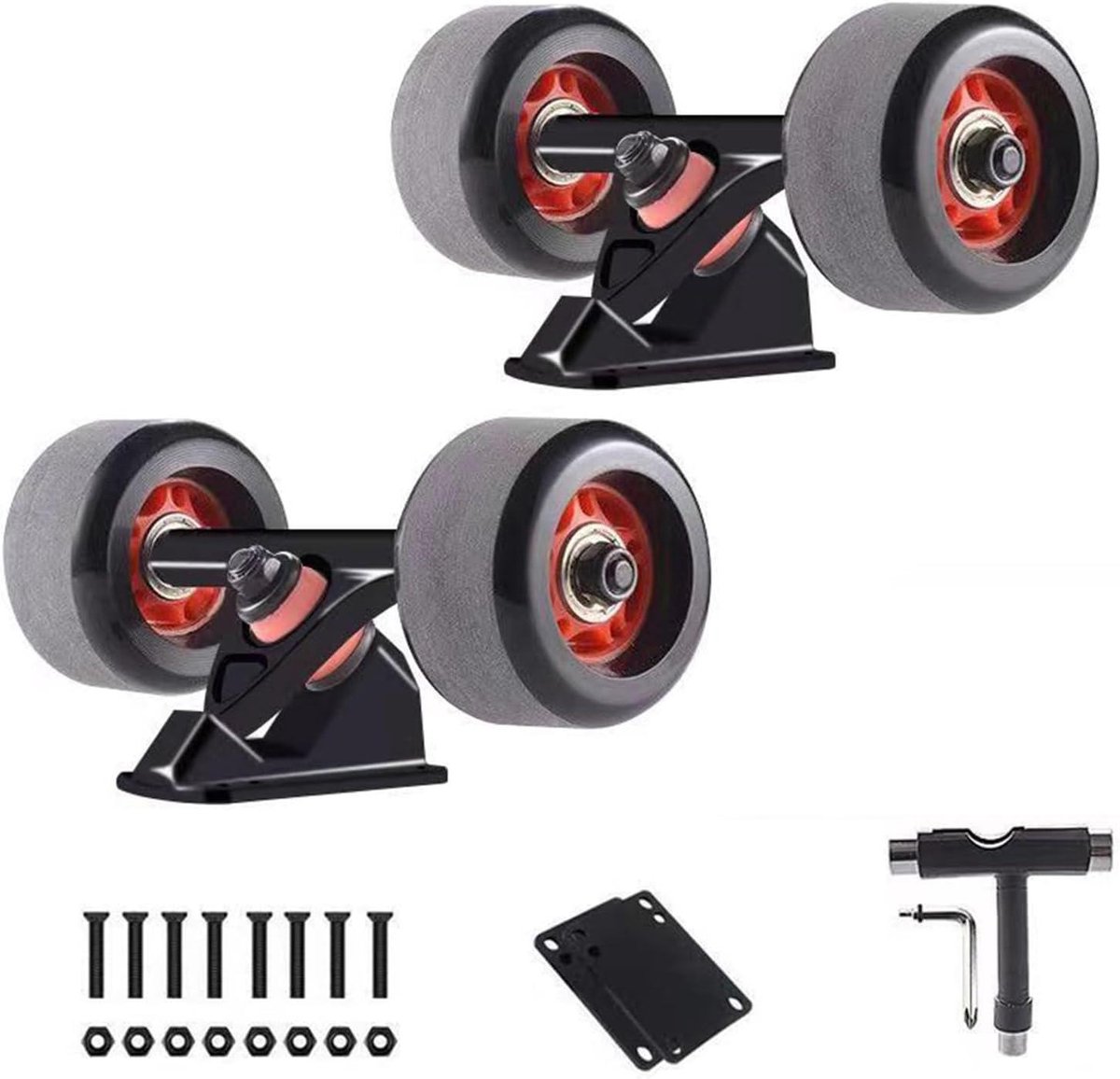 skateboard assen wielen cruiser set soepel rijden hoge wielbit weerstand 70mm wielen zwart