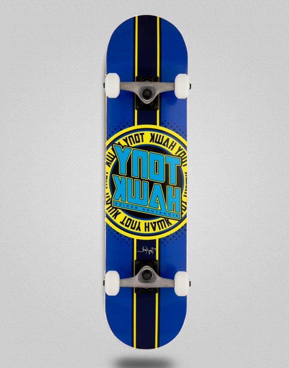 Skateboard Compleet - Skate Board - Straat Skate - Badge Logo - 7.5 inch - Blauw Geel Skateonderdeel kopen online