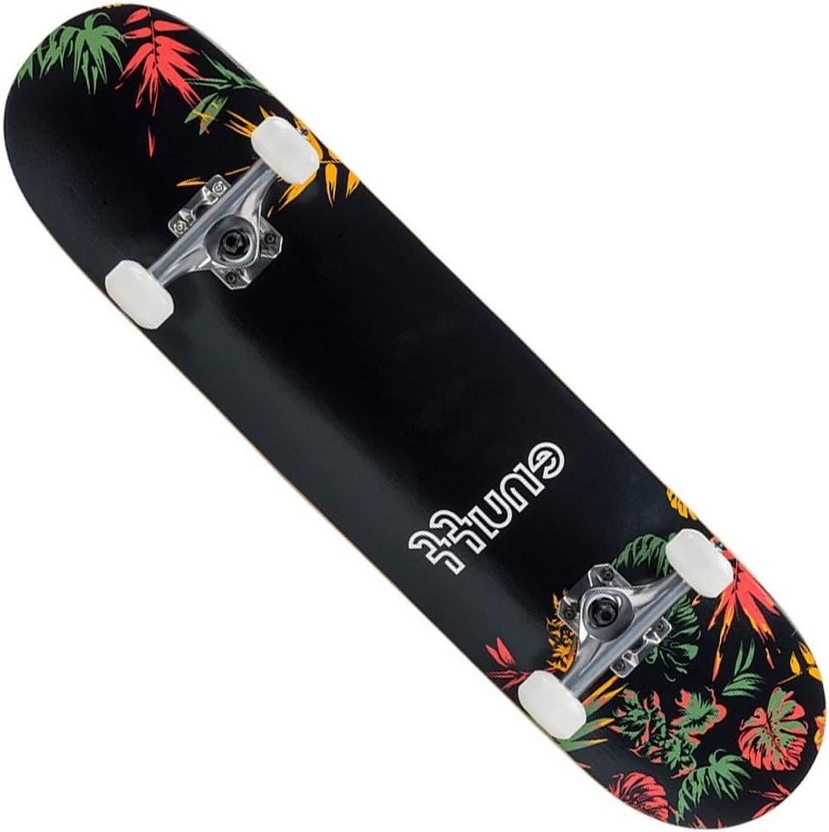 Skateboard Compleet - Skate Board - Straat Skate - Oranje Bloemen Print - 7.75 Inch - Zwart Skateonderdeel kopen online