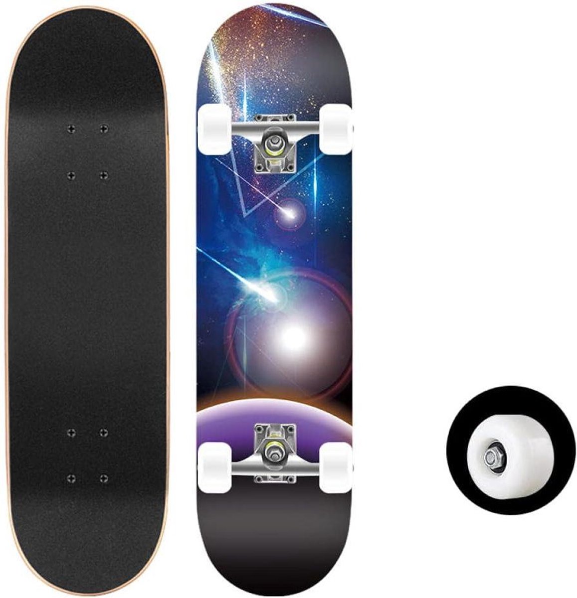 Skateboard Compleet - Trick Longboard - Outdoor Entertainment - Dubbel Kick Deck - 80x20 cm - Galaxy Earth Skateonderdeel kopen online