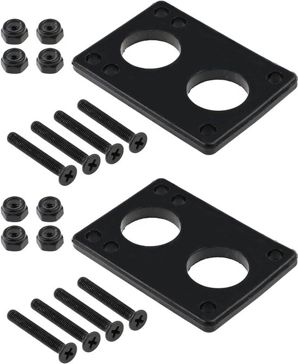 skateboard longboard riserpads accessoires reparatie bescherming zwart schokdemping 10 stuks 6 mm afdichting met brug nagel