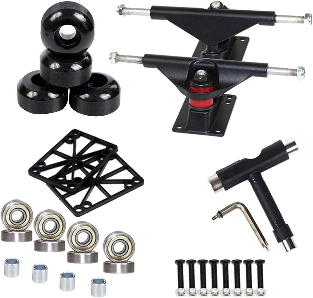 Skateboard Onderdelen Set - Longboard Assen - Straat Skaten - Compleet Gereedschap - 8 inch Decks - Metaal Finish Skateonderdeel kopen online