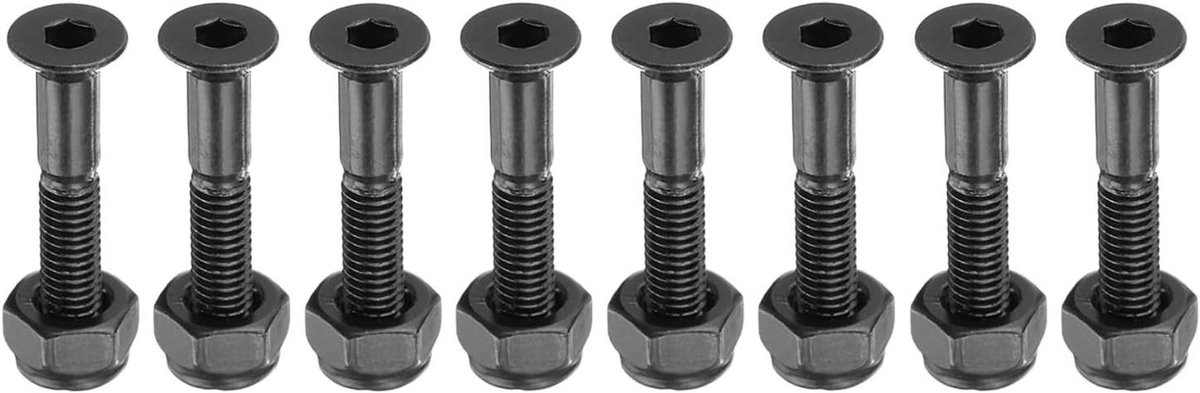skateboard onderdelen set schroeven moeren board reparatie koolstofstaal grade 8 8 28mm 8 stuks zwart
