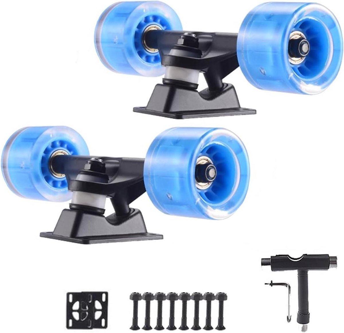 skateboard onderdelen set wielen en trucks straat cruisen led flash wielen 60mm wielen 5 inch zwart