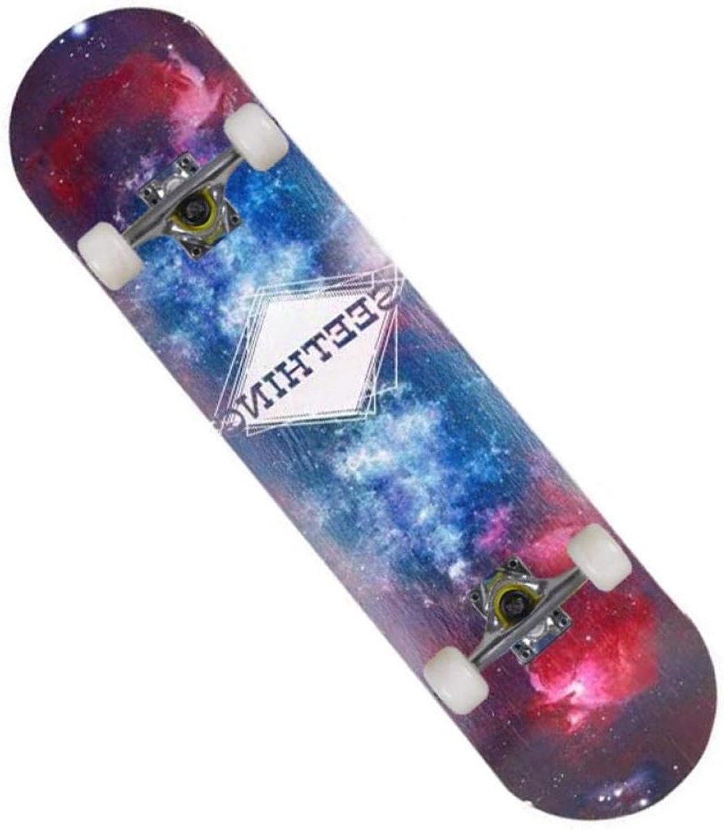 Skateboard - Trick board - Buiten spelen - Dubbele kick deck - 80x20 cm - Fuchsia blauw Skateonderdeel kopen online