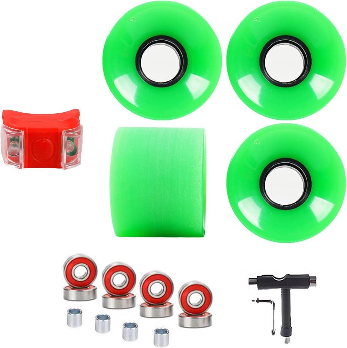 skateboard wielen cruiser wielen soepel rijden schokabsorberend polyurethaan 60 mm groen