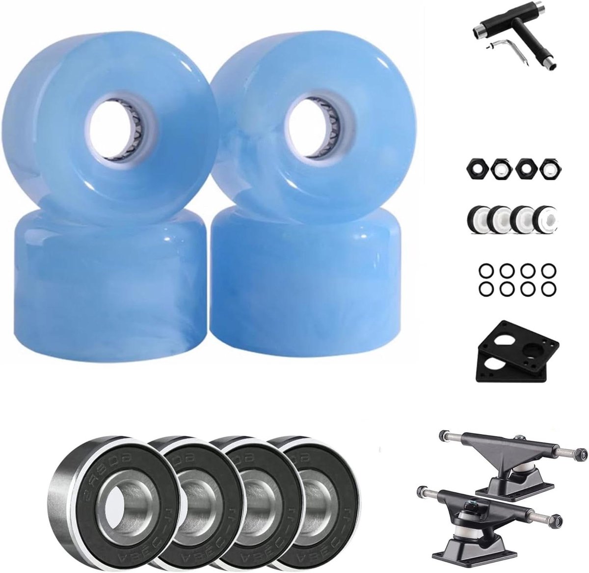 Skateboard Wielen en Lagers - Cruiser Set - Straat Skaten - 78A Hardheid Wielen - 65mm Wielen - Niet gespecificeerd Skateonderdeel kopen online
