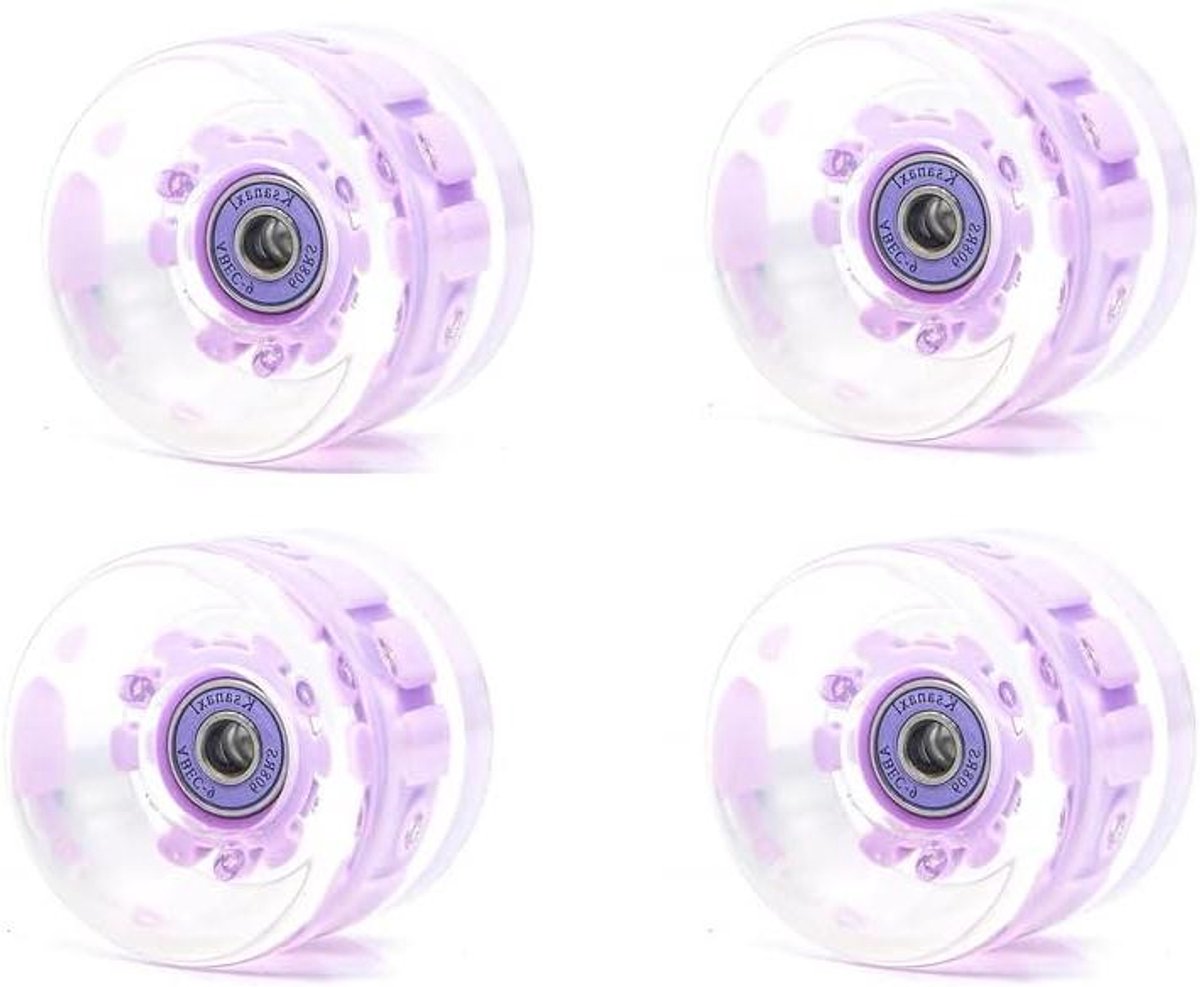 Skateboard Wielen - Gloeiende Wielen - Comfortabel Cruisen - Met Ingebouwde Lagers - 65mm 78A - Paars Skateonderdeel kopen online