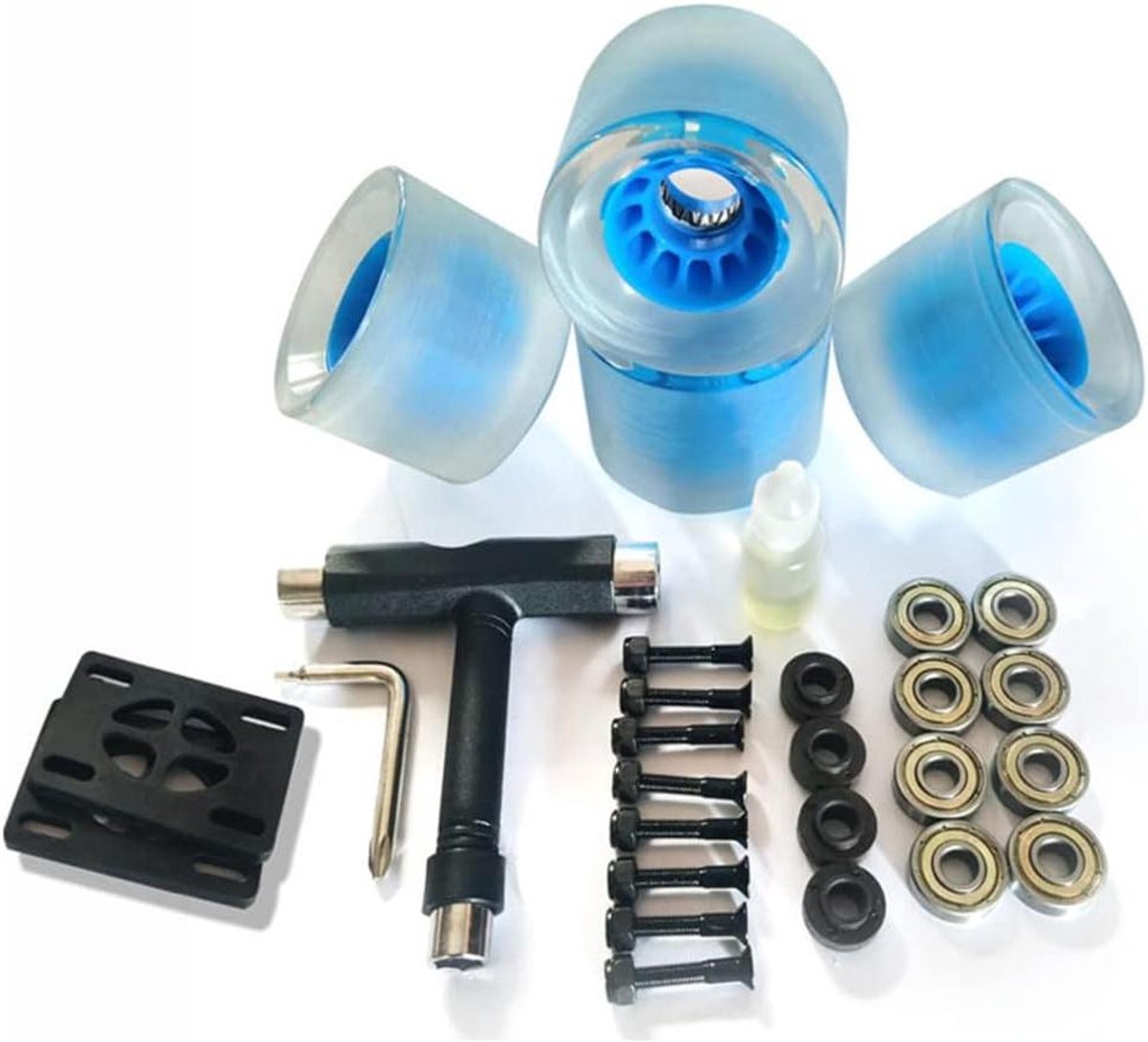 Skateboard Wielen - Longboard Wielen Cruisers - Soepel Cruisen - Lichtgevend Effect - 70mm 80A - Blauw Skateonderdeel kopen online