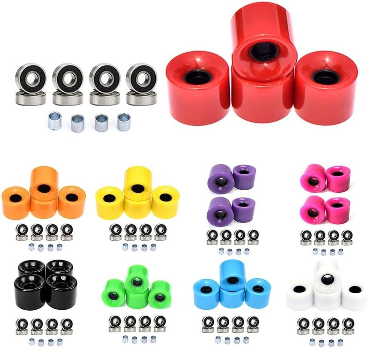 Skateboard Wielen Set - Cruiser Wielen - Street Cruising - ABEC-9 Lagers - 60x45mm 78A - Zoals Afgebeeld Skateonderdeel kopen online