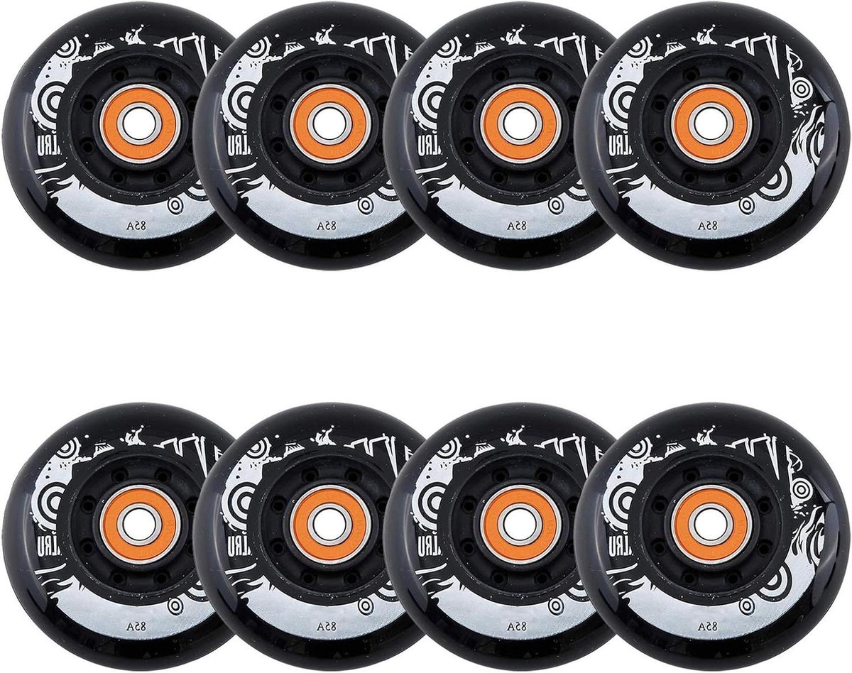 Skeelerwielen Set - Vervangende Wielen - Skeeleren Onderhoud - Hoge Rebound PU - 8 stuks 72mm - Zwart Skateonderdeel kopen online
