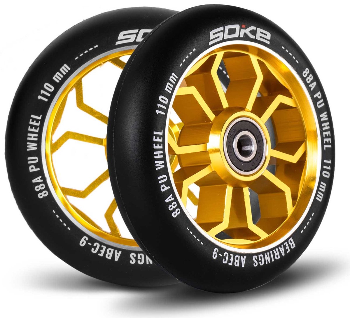soke stuntstep wielen 110 mm goud set van 2 stuks