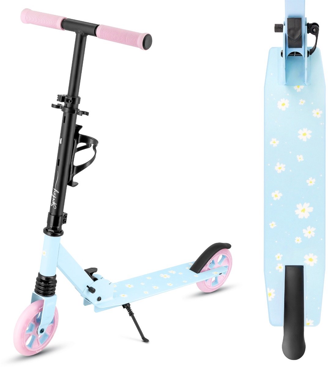 spokey rizz step aluminium staal pu wielen 145 mm abec 7 carbon opvouwbaar verstelbaar stuur waterfleshouder