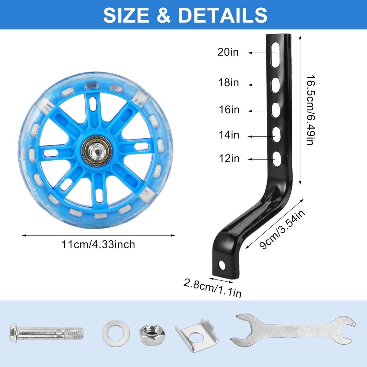 Steunwielen voor kinderfiets - Verstelbare fietsstabilisatorkit - Blauw fietssteunwielen - Kinderfiets accessoire Kinderfiets kopen online