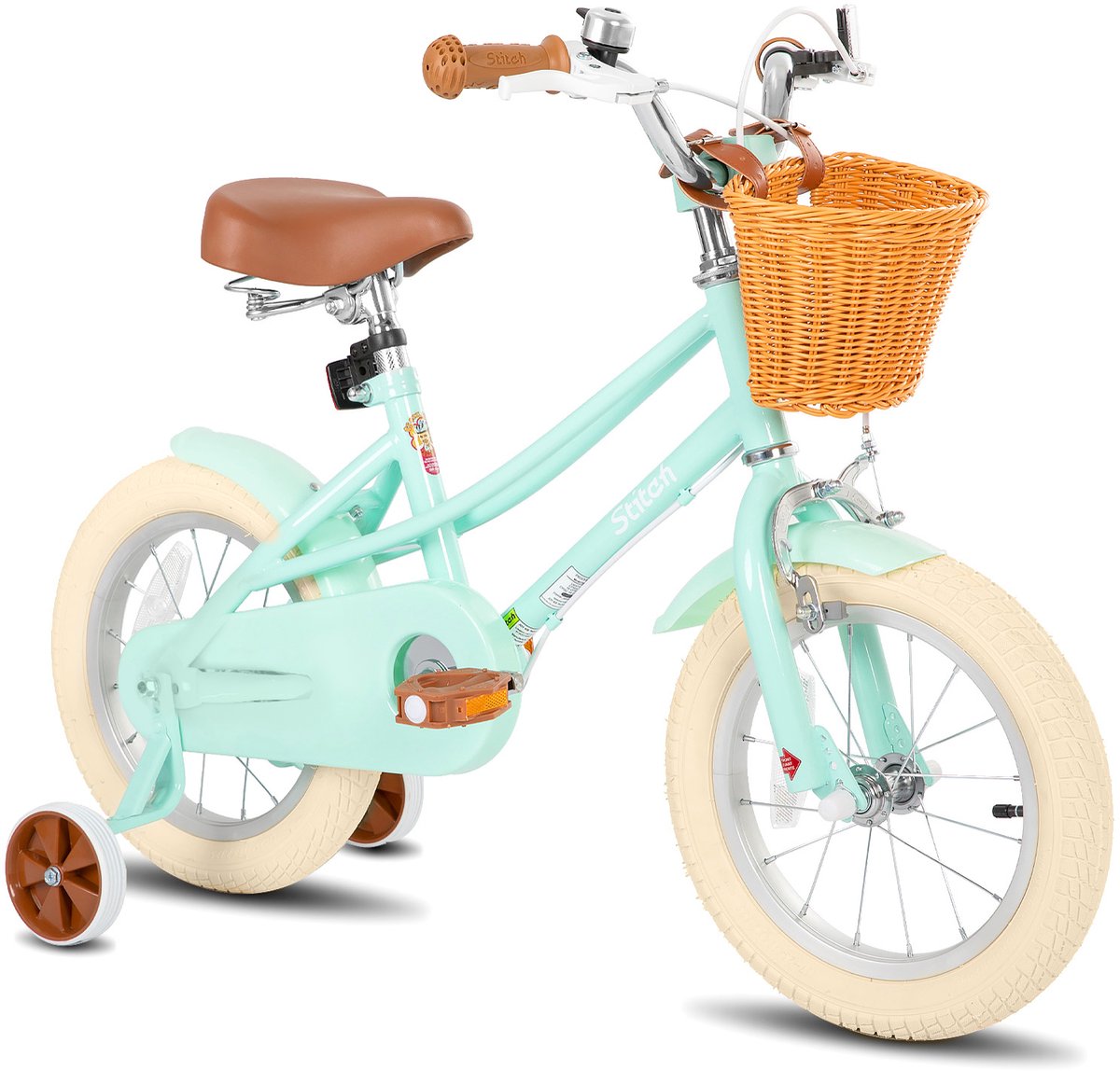 STITCH Fantasy Meisjesfiets 16 inch – Groen Kinderfiets met Zijwieltjes & Mandje – 3-5 jaar Kinderfiets kopen online