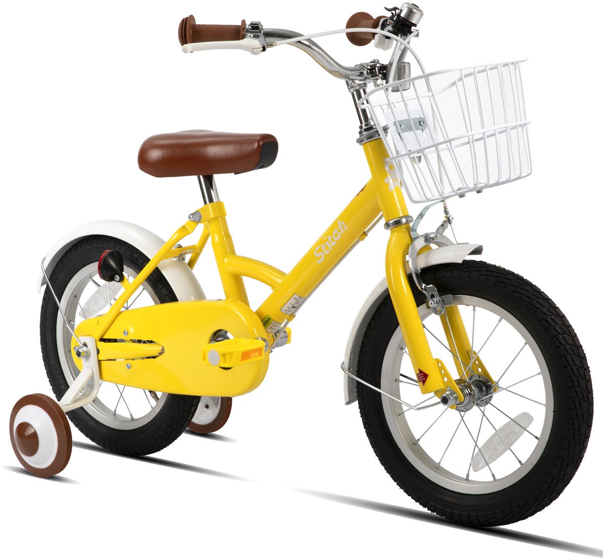 STITCH Little Wizard Kinderfiets 16 inch – Geel Unisex Fiets met Zijwieltjes & Mandje – 4-7 jaar Kinderfiets kopen online