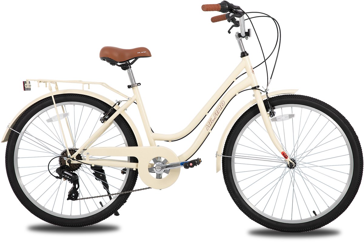Strandcruiser – Voor heren en dames – 7 versnellingen, achterdrager – 66 cm wielen, paars, volwassen stadsfiets Fiets kopen online