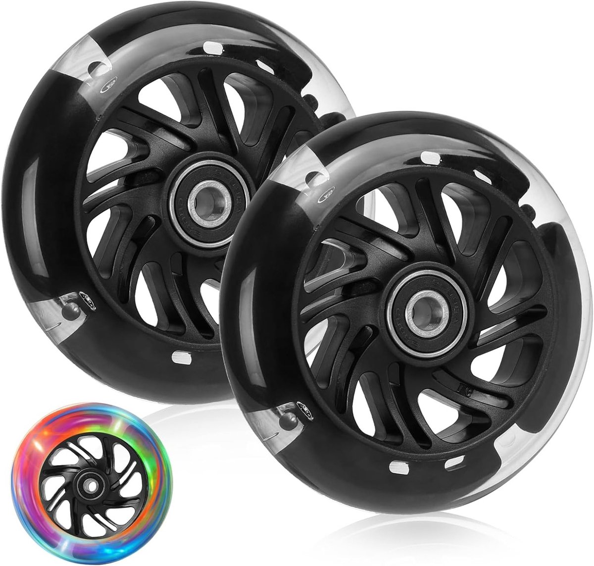 Stuntstep met LED-verlichting, 100 mm wielen, ABEC 9 lagers en 88A hardheid, ideaal voor alle skaters (Zwart) Skateonderdeel kopen online