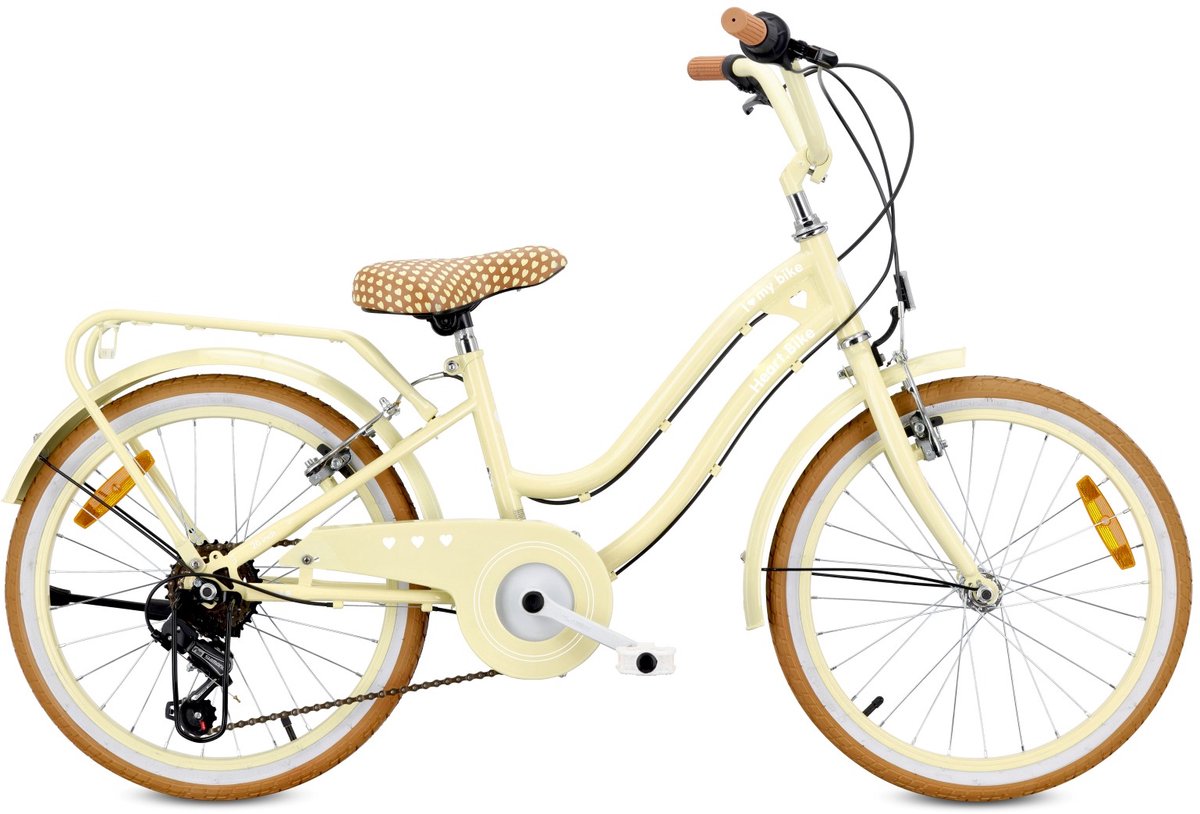 sun baby heart bike fiets voor een meisje van 6 tot 10 jaar 20 inch 6 versnellingen shimano kinderfiets in hoogte verstelbaar butter yellow