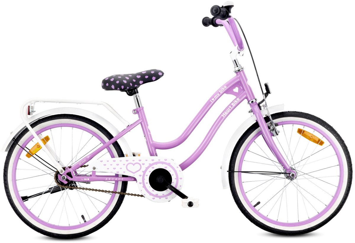 SUN BABY Heart Bike Fiets voor een meisje van 6 tot 10 jaar, 20 inch, v-rem, tandheugel, kinderfiets in hoogte verstelbaar (Violet) Kinderfiets kopen online