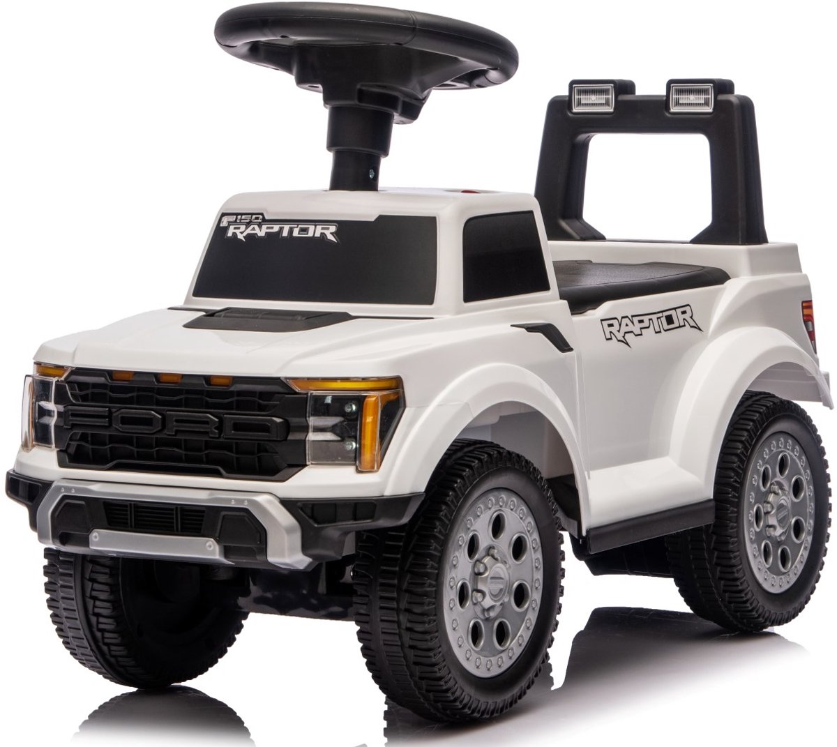 sun baby loopauto voor kinderen vanaf 12 maanden ford raptor grote terreinwielen led verlichting zitje met rugleuning en opbergruimte tot 25 kg wit