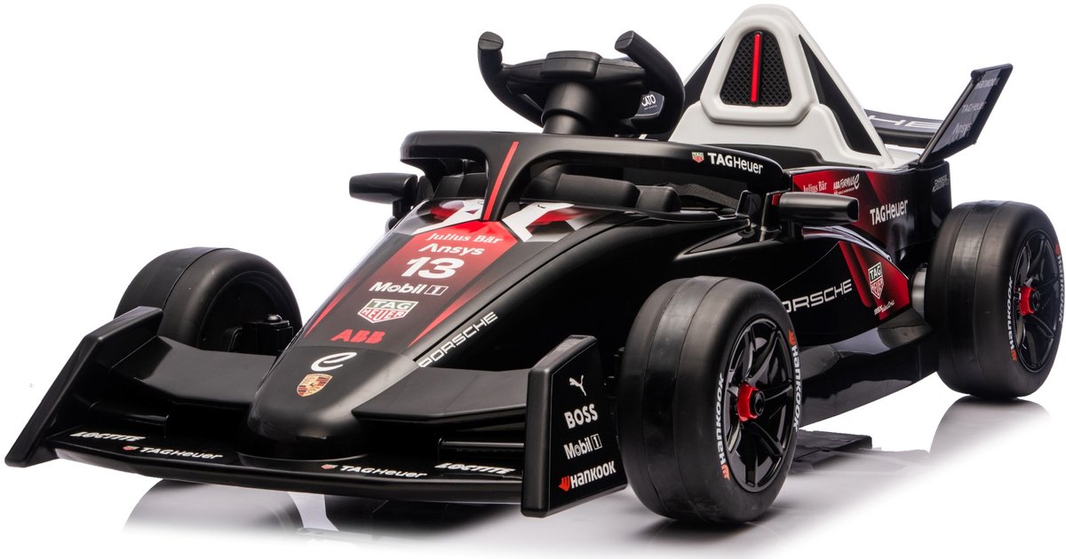 sun baby porsche bolid quad elektrische kinderauto met afstandsbediening accuvoertuig 12v mp3 en usb 2 motoren voor kinderen 3 5 jaar zwart