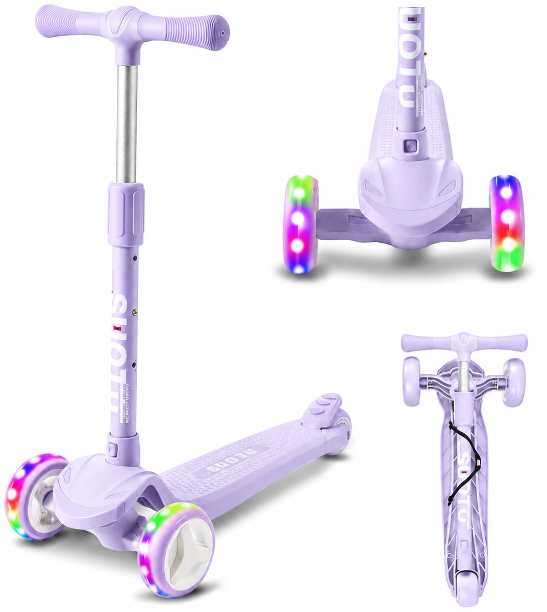 suotu kinderstep step 3 lichtgevende wielen extra breede wielen step 3 jaar tot 50kg speelgoed jongens meisjes lichtpaars