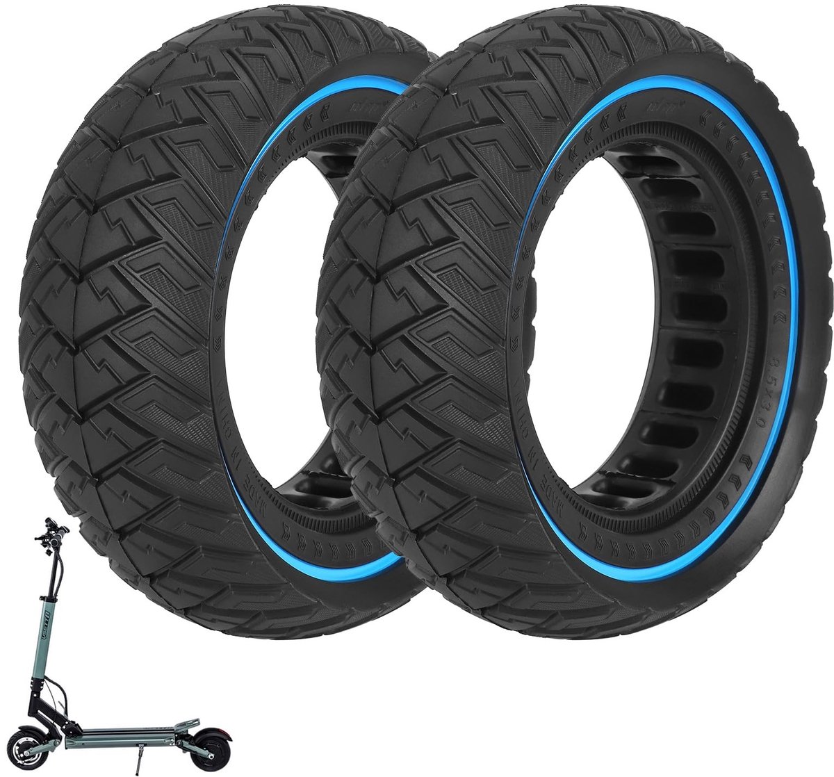SVGCommerce - 8.5x3 Solid Scooterwielen - Vervangingswielen - Off-road - Hoge kwaliteit - Geschikt voor diverse scooters - 2 stuks Buitenspeelvoertuigaccessoire kopen online