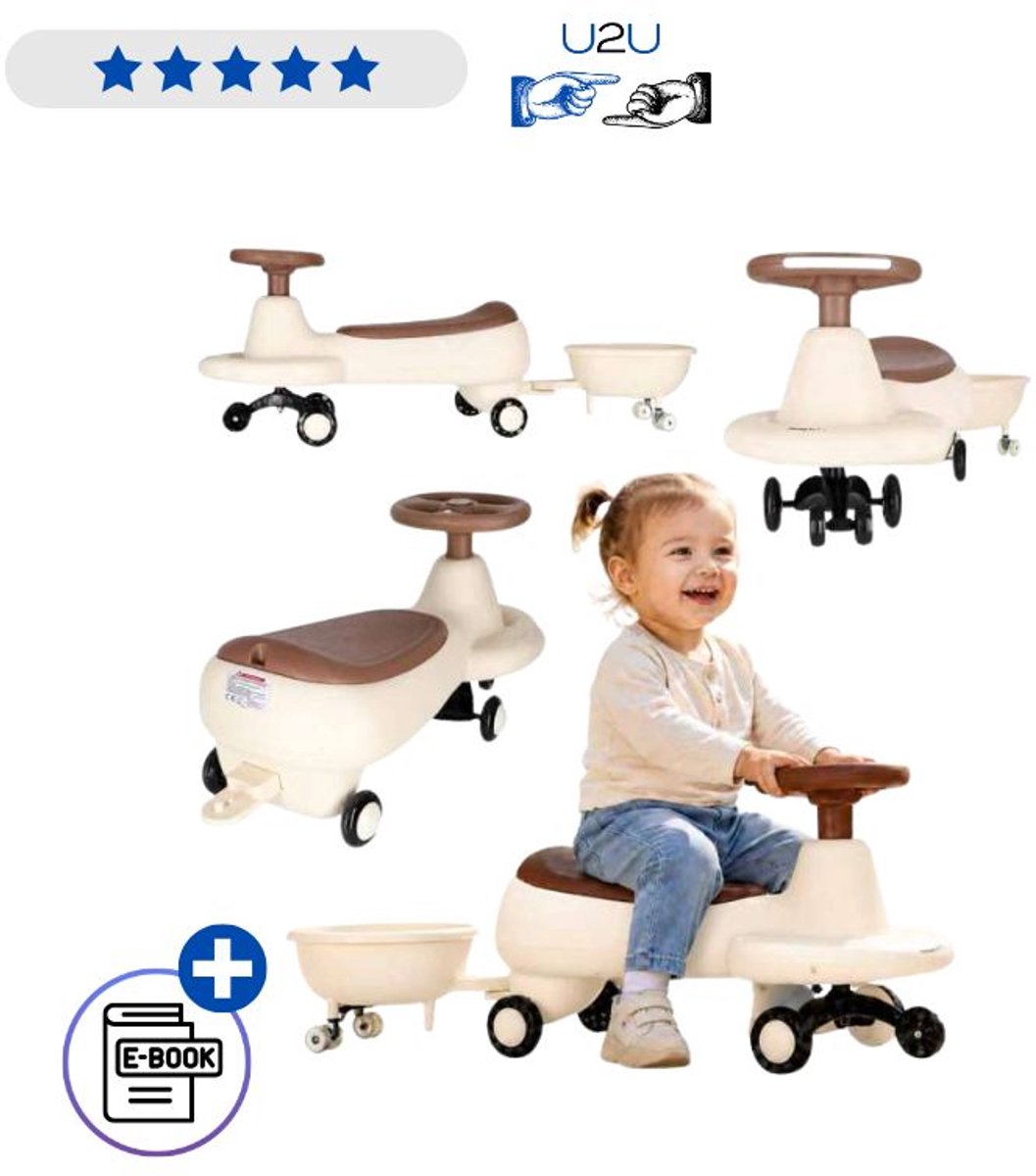 Swing Fix S5 Gravity Ride On Met Trailer En LED Wielen – Loopauto Met Muziek Licht En 360° Stuur Kinder Voertuig Met Verlichte Wielen Ergonomische Zitting En Aanhanger Voor Kinderen Met Ebook Loopauto kopen online