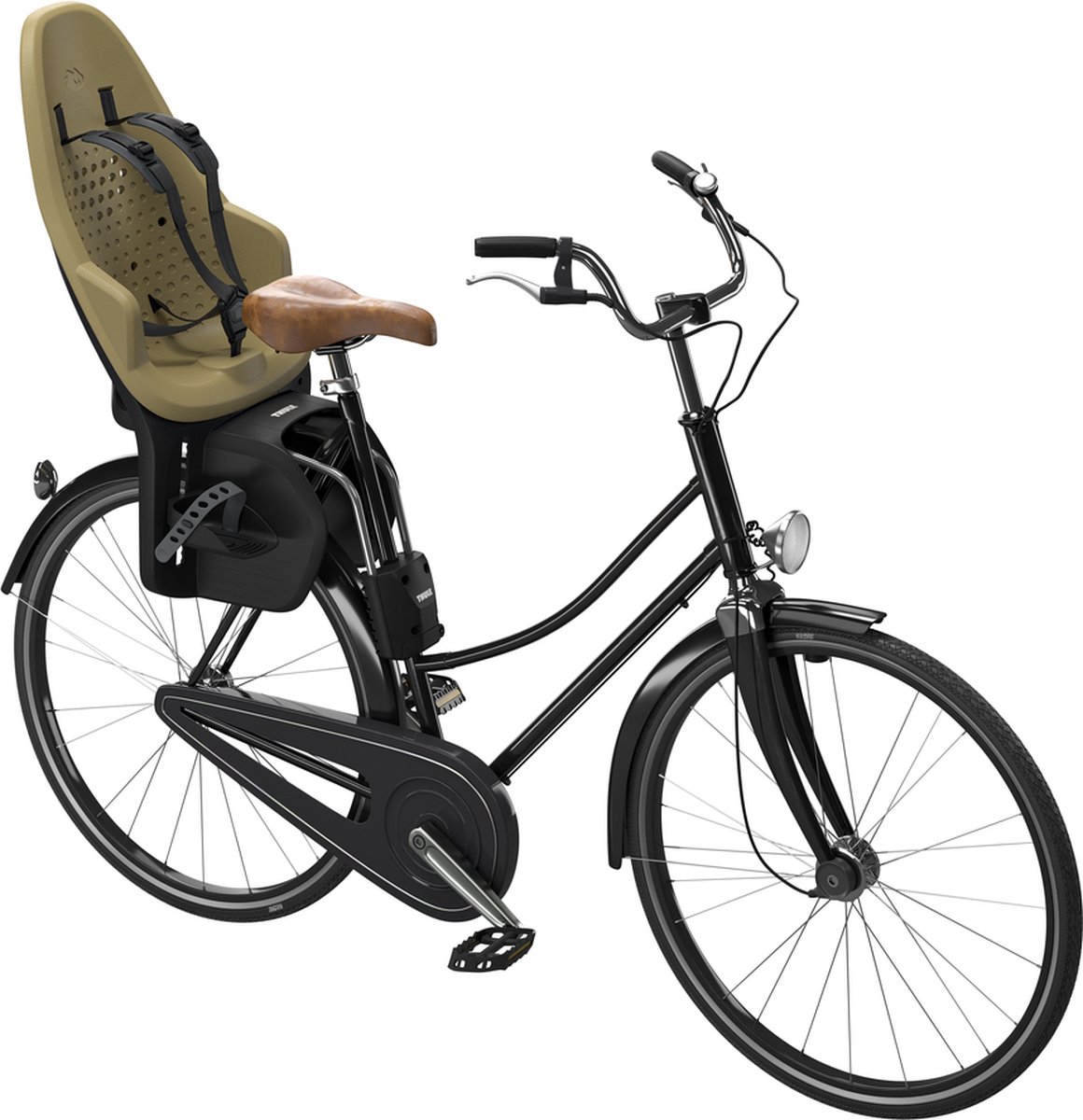 thule yepp 2 maxi fietsstoeltje achterzitje frame montage fennel tan