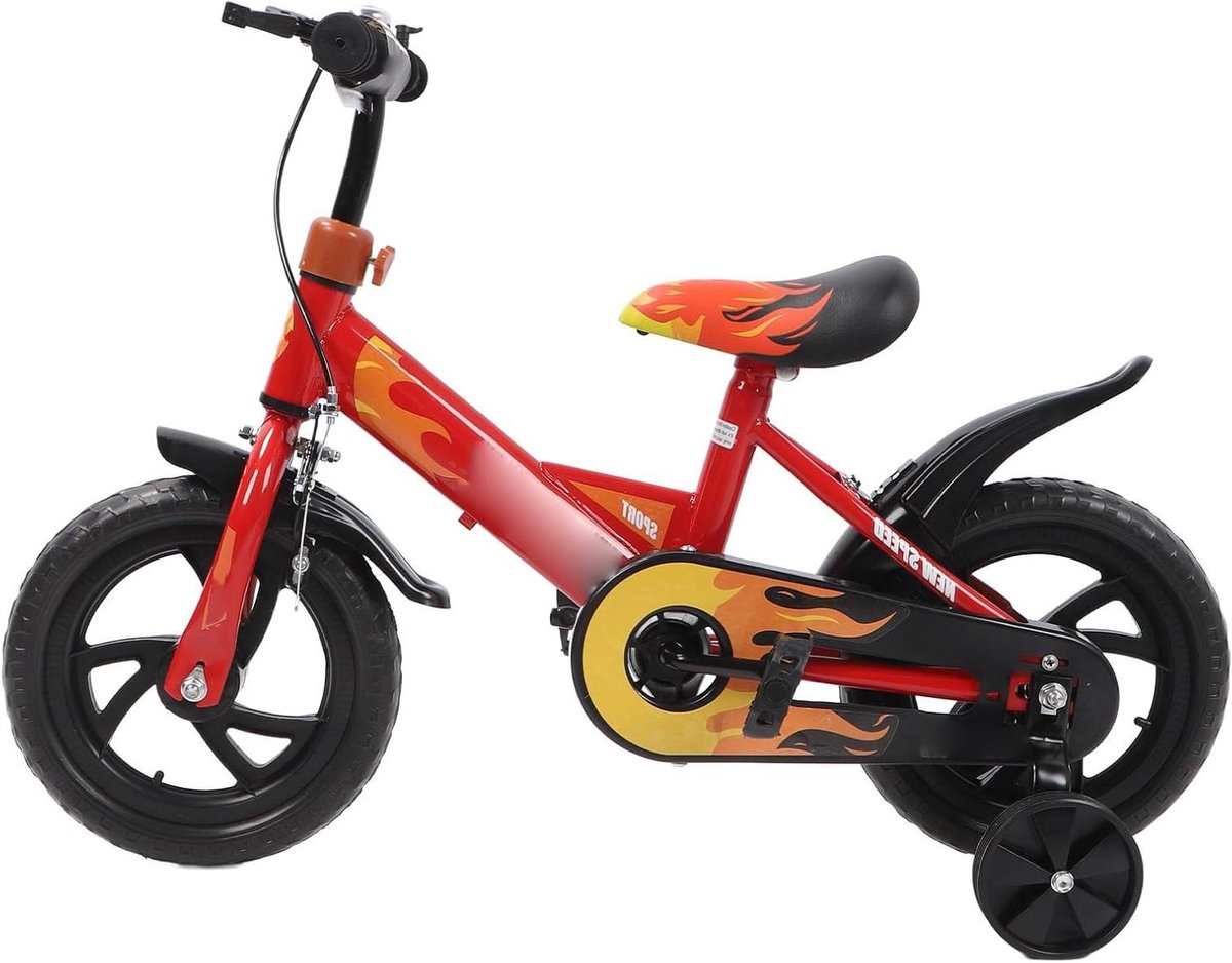Toddler Bike with Training Wheels, Bike with Training Wheels Toddler Bike with Training Wheels 12 Inch Foam Wheel Carbon Steel Frame Kids Bicycle for Toddlers Red Kinderfiets kopen online