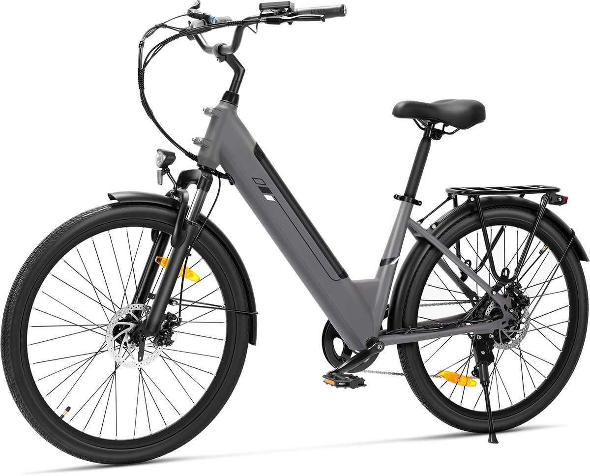 Touroll J2 ST Elektrische stadsfiets – Lage instap e-bike – 250W Motor – 45 Nm Koppel – 561,6Wh Accu – Tot 100 km Bereik – 7 Versnellingen – Voorvorkvering – Draagrek – StVZO Verlichting – Zwart Fiets (elektrisch) kopen online