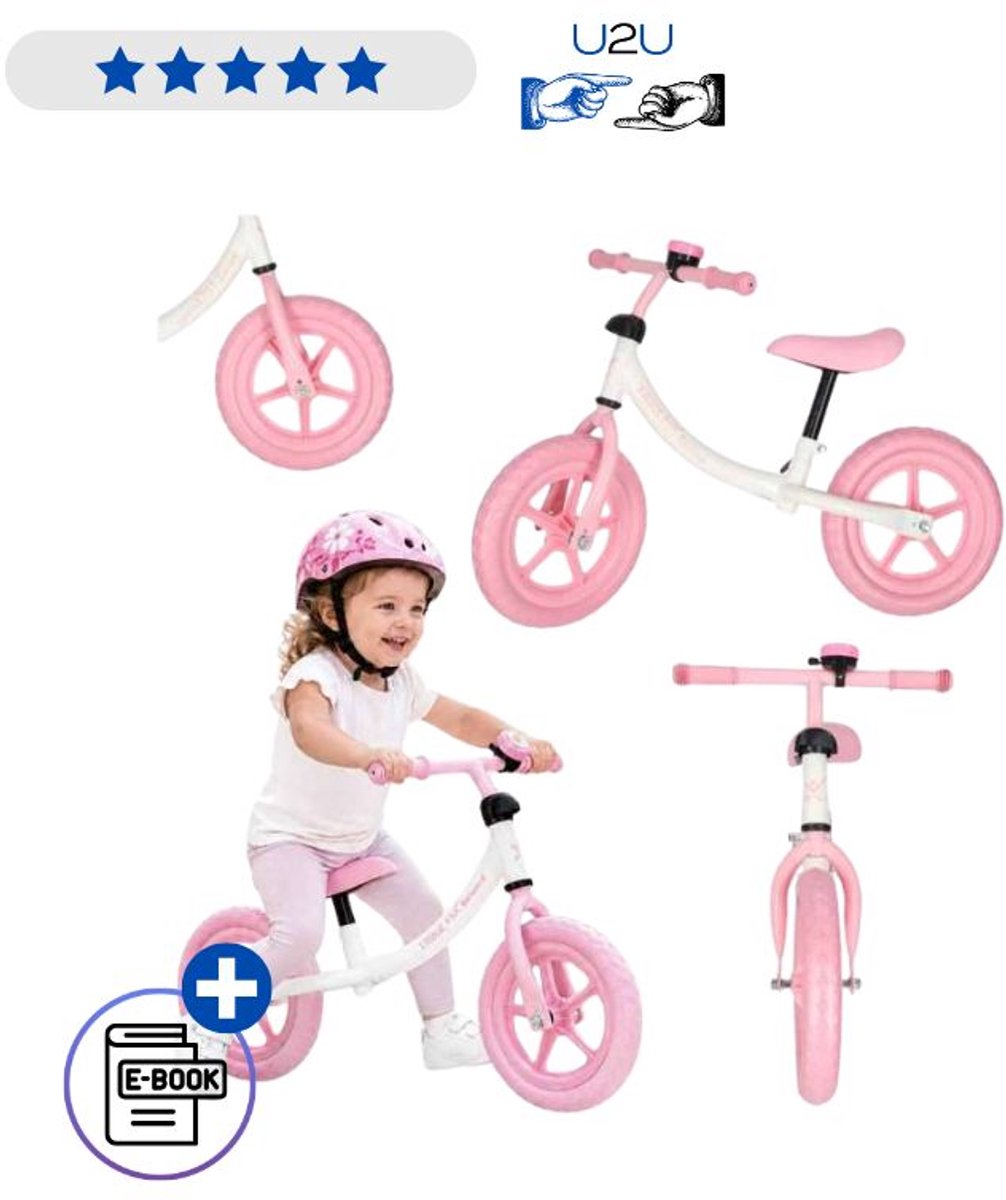 Trike Fix Balancefiets Roze Met Bel – Loopfiets Kinderfiets Met Verstelbaar Zadel En Stuur Cross Country Balance Bike Voor Meisjes Peuters Buiten Speelgoed Tot 35 KG Lichtgewicht Met Ebook Kinderfiets kopen online
