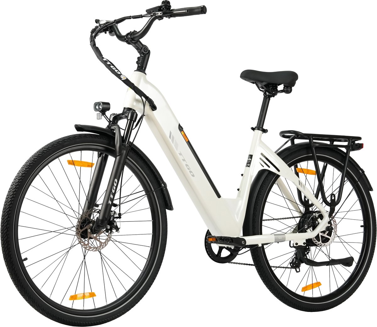 TTGO C3 SE 28 INCH Elektrische Stadsfiets - 250W Motor - 36V 18Ah Accu - Aluminium Lage Instapframe - 28×2.0 Inch Wielen - Shimano 7 Versnellingen - Max Bereik 80-120km - Wit Fiets (elektrisch) kopen online