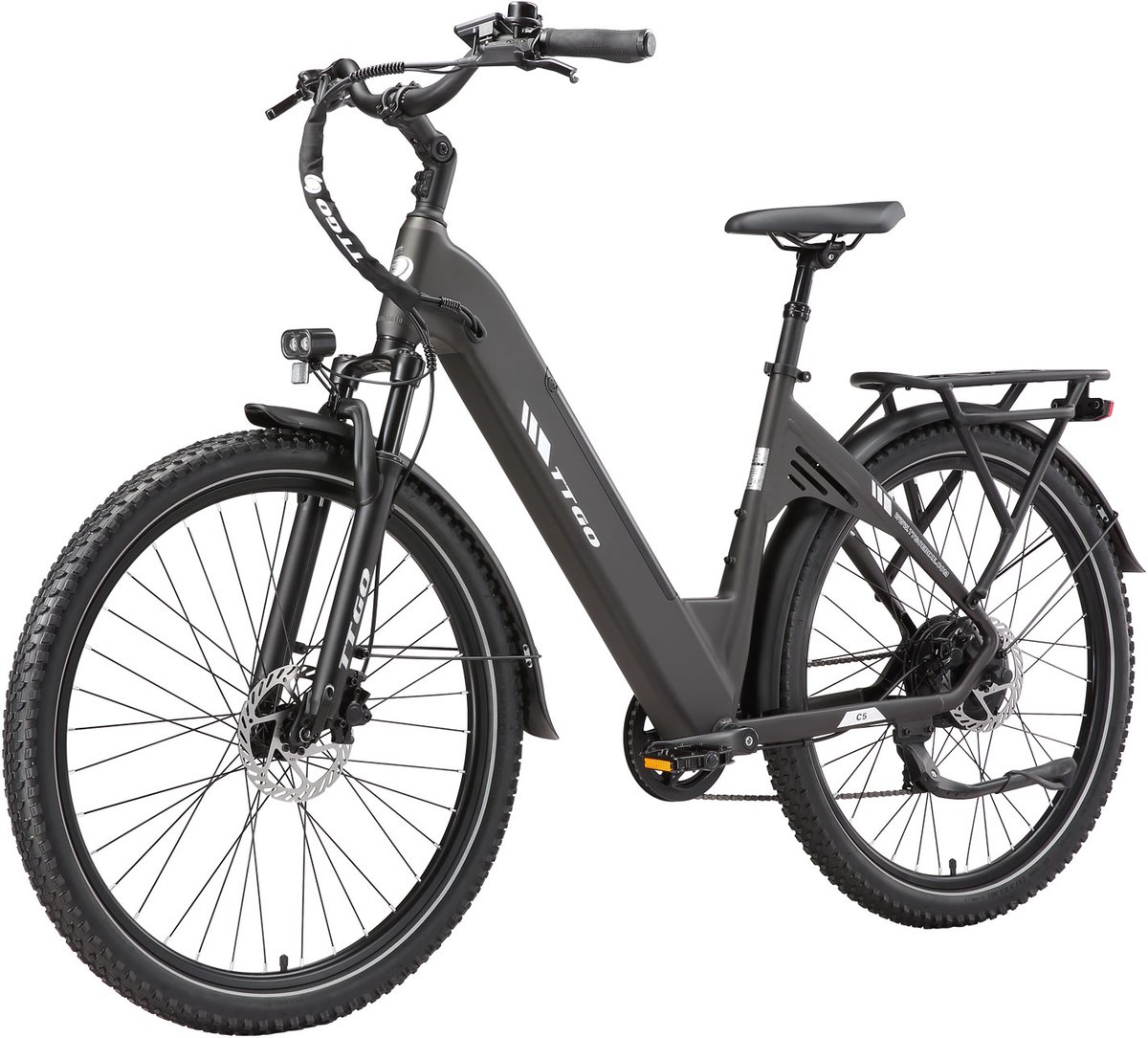ttgo c5 elektrische fiets 250w motor 48v13 5ah lithium accu actieradius tot 90 km hydraulische schijfremmen 27 5 2 4 inch banden shimano 7 versnellingen grijs